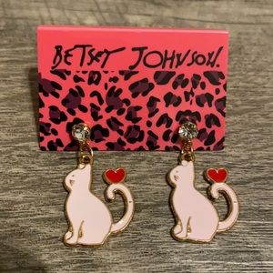 Pink- Betsey Johnson Cat Earrings